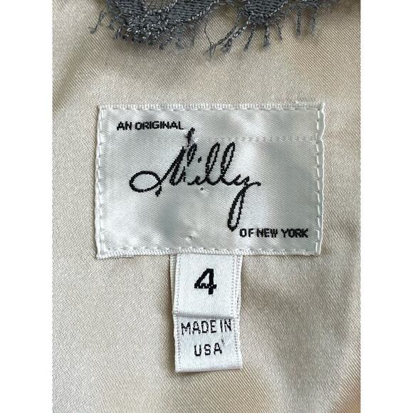 Milly Stella Lace Dress Gray Size 4 Mini Cocktail Evening Wedding Night Out - Picture 13 of 15